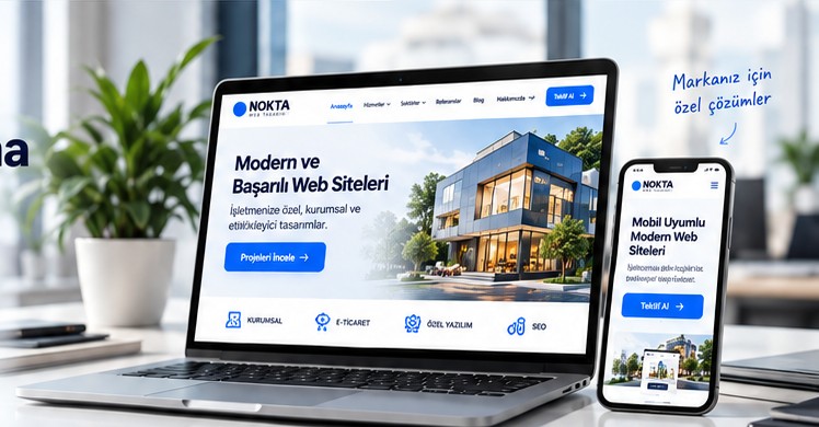 Nokta Web Tasarım laptop ve mobil web tasarım sunumu